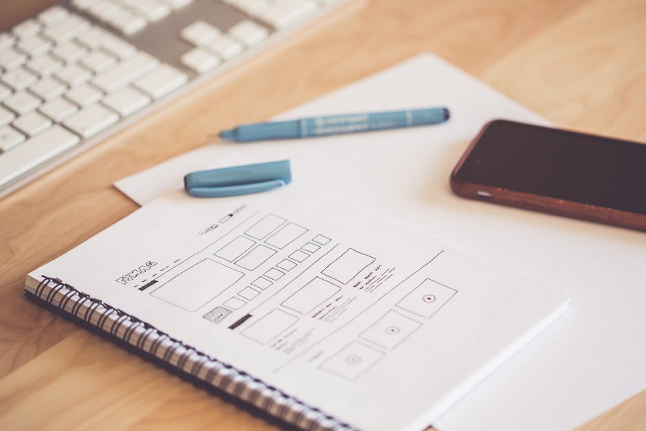 Wireframes papier illustrant la phase design du délai création site web